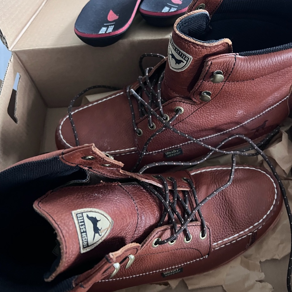 Red wing Irish Setter Men’s Chestnut Brown Leather Lace-Up Work Boots - Picture 2 of 9